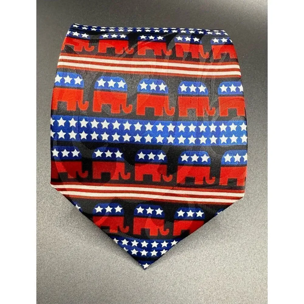 Steven Harris Republican Party Novelty Tie Elephant Red/White/Blue